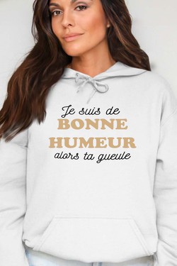 je suis de bonne humeur - Sweat Capuche Femme-MARINE