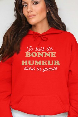 je suis de bonne humeur - Sweat Capuche Femme-MARINE