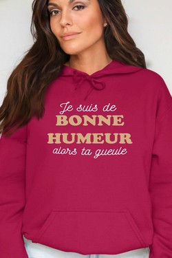 je suis de bonne humeur - Sweat Capuche Femme-MARINE