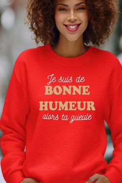 je suis de bonne humeur - Sweat Col Rond Femme-ROUGE