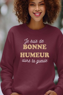je suis de bonne humeur - Sweat Col Rond Femme-ROUGE