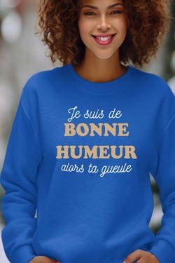 je suis de bonne humeur - Sweat Col Rond Femme-ROUGE