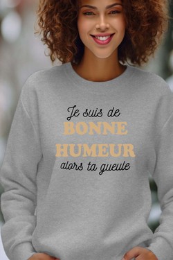 je suis de bonne humeur - Sweat Col Rond Femme-ROUGE