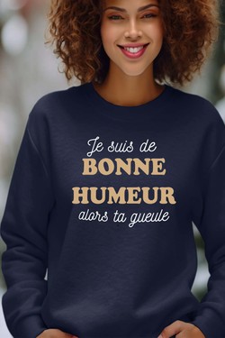je suis de bonne humeur - Sweat Col Rond Femme-ROUGE