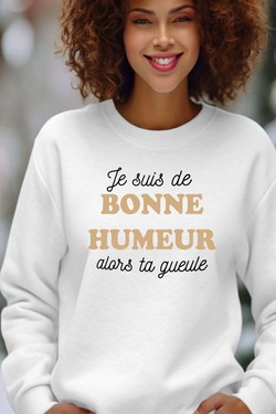 je suis de bonne humeur - Sweat Col Rond Femme-ROUGE
