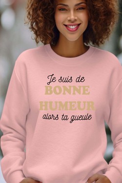 je suis de bonne humeur - Sweat Col Rond Femme-ROUGE