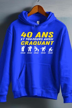 40ANS craquant - Sweat capuche Homme-BLEU ROI