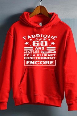 fabriqué 60 ans - Sweat capuche Homme-ROUGE