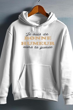 je suis de bonne humeur - Sweat capuche Homme-BLANC