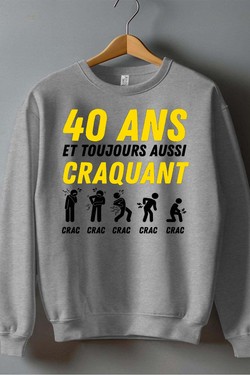 40ANS craquant - Sweat Col Rond Homme-BLEU ROI