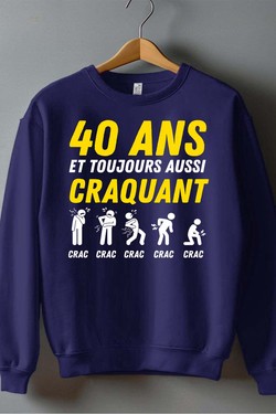 40ANS craquant - Sweat Col Rond Homme-BLEU ROI