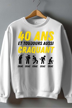 40ANS craquant - Sweat Col Rond Homme-BLEU ROI