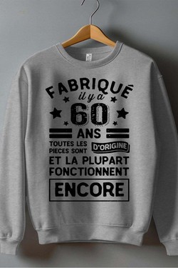 fabriqué 60 ans - Sweat Col Rond Homme-NOIR