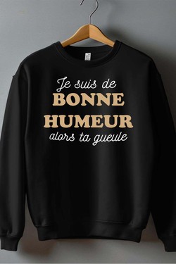 je suis de bonne humeur - Sweat Col Rond Homme-GRIS