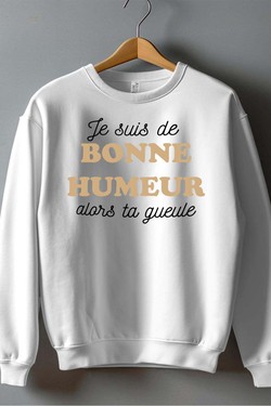 je suis de bonne humeur - Sweat Col Rond Homme-GRIS
