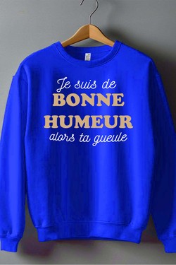 je suis de bonne humeur - Sweat Col Rond Homme-GRIS