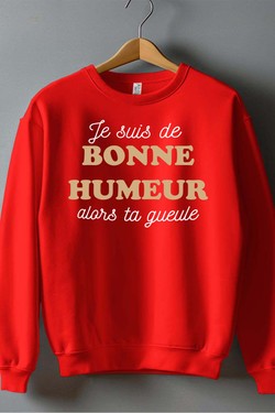 je suis de bonne humeur - Sweat Col Rond Homme-GRIS