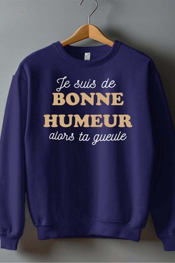 je suis de bonne humeur - Sweat Col Rond Homme-GRIS
