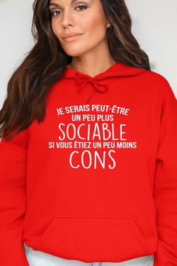 sociable Moins con - Sweat Capuche Femme-MARINE