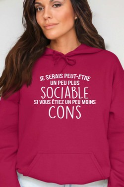 sociable Moins con - Sweat Capuche Femme-MARINE