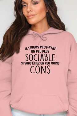 sociable Moins con - Sweat Capuche Femme-MARINE