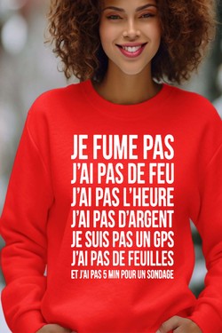 fume pas de feu - Sweat Col Rond Femme-ROUGE