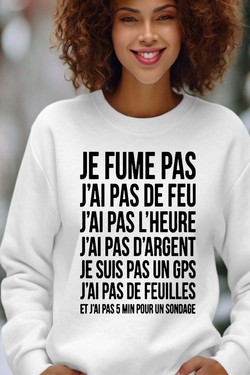 fume pas de feu - Sweat Col Rond Femme-ROUGE