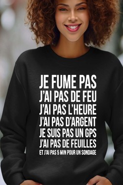 fume pas de feu - Sweat Col Rond Femme-ROUGE