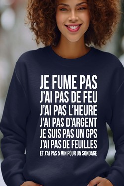 fume pas de feu - Sweat Col Rond Femme-ROUGE
