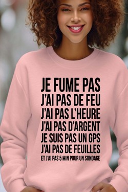 fume pas de feu - Sweat Col Rond Femme-ROUGE