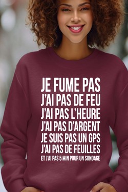 fume pas de feu - Sweat Col Rond Femme-ROUGE