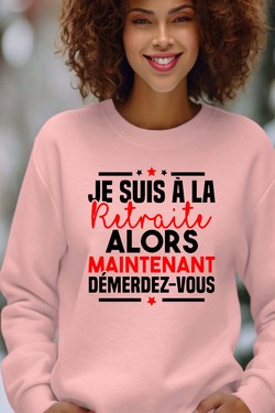 Retraite Démerdez - Sweat Col Rond Femme-ROSE