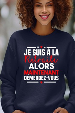 Retraite Démerdez - Sweat Col Rond Femme-ROSE