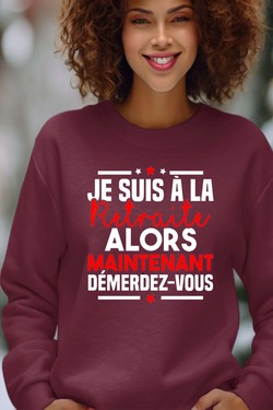 Retraite Démerdez - Sweat Col Rond Femme-ROSE