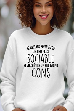 sociable Moins con - Sweat Col Rond Femme-GRIS