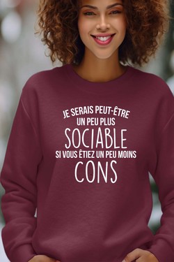 sociable Moins con - Sweat Col Rond Femme-GRIS