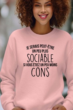 sociable Moins con - Sweat Col Rond Femme-GRIS