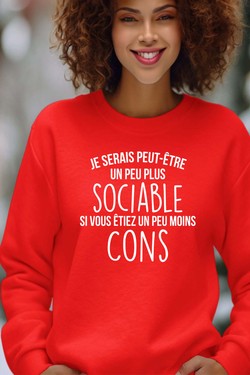 sociable Moins con - Sweat Col Rond Femme-GRIS