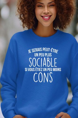 sociable Moins con - Sweat Col Rond Femme-GRIS
