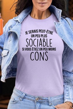 sociable Moins con - Tshirt Femme - FC-VIOLET