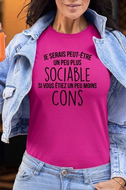 sociable Moins con - Tshirt Femme - FC-VIOLET
