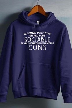 sociable Moins con - Sweat capuche Homme-MARINE