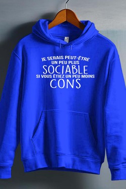 sociable Moins con - Sweat capuche Homme-MARINE