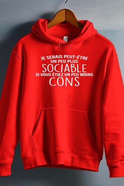 sociable Moins con - Sweat capuche Homme-MARINE