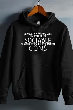 sociable Moins con - Sweat capuche Homme-MARINE