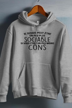 sociable Moins con - Sweat capuche Homme-MARINE