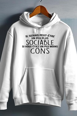 sociable Moins con - Sweat capuche Homme-MARINE