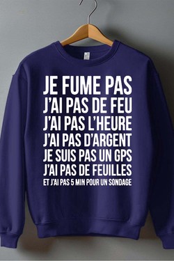 fume pas de feu - Sweat Col Rond Homme-BLANC