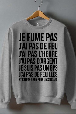 fume pas de feu - Sweat Col Rond Homme-BLANC