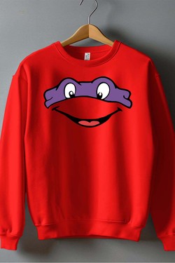 ninja turtles violet - Sweat Col Rond Homme-BLANC